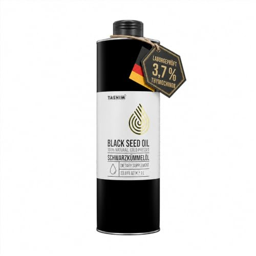 Schwarzkümmelöl Kaltgepresst Ungefiltert 1000 ml – Äthiopisches Nigella Sativa Öl mit hohem Thymochinon-Gehalt (laborgeprüft) – Naturrein ohne Zusatzstoffe, Mühlenfrisch, Vegan