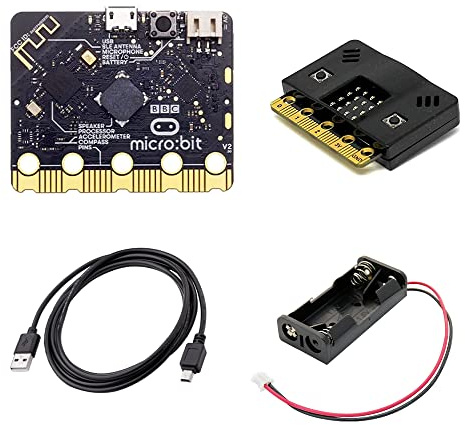 sb components BBC micro:bit v2 GO Starter Kit with Black Case and 1 Meter Micro USB Cable, Microbit V2 go Kit for educational projects and New expriments