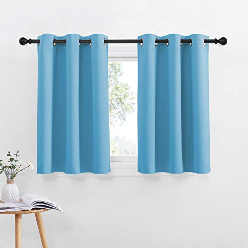 NICETOWN Thermal Insulated Blackout Window Curtains - Energy Efficient Home Decor Grommet-Top Short Curtains for Bedroom (42 by 36 + 1.2 inches Header, Teal Blue, 2 Packs)