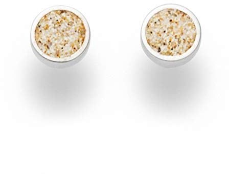 DUR Damen Kleiner Sandkuss Ohrstecker aus Sterling-Silber und Strandsand in der Farbe Silber-Sand, Maße: 8mm, O4976