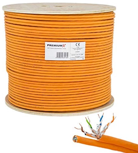 Premium X CAT 7 Netzwerkkabel 100m LAN Kabel Duplex Kupferkabel Ethernet Datenkabel S/FTP PiMF PoE Eca Kat7 Verlegekabel Installationskabel für müheloses Verlegen