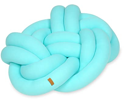 Velinda Knotenkissen Dekokissen Flechtkissen Sofakissen Zierkissen in Handarbeit 50x40cm (Muster: türkis)