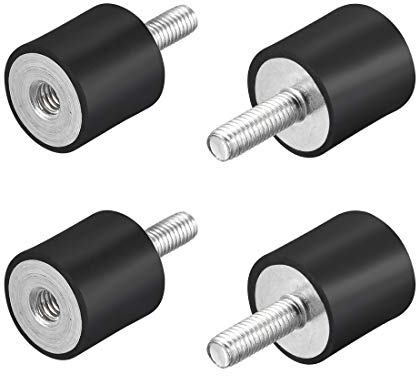 sourcing map 4Stk.M6 Stecker Buchse Gummihalterungen Schwingungsisolatoren Stoßdämpfer 20 mm x 20 mm