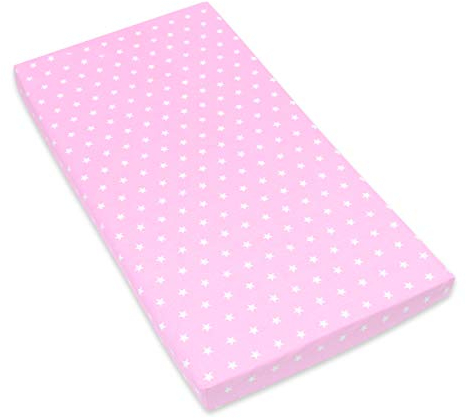 Amilian Drap-housse pour lit de bébé - 60 x 120 cm, 70 x 140 cm - 100 % coton - Pour lit de bébé - Dimensions : 120 x 60 cm - Motif : petites étoiles roses