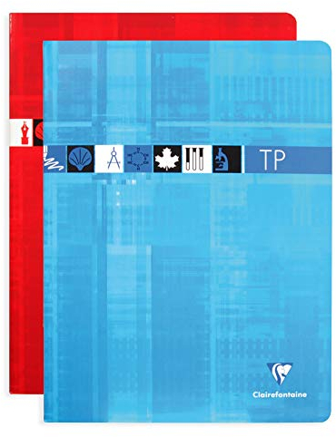 Clairefontaine 3347C - Packung mit 5 Heften, geheftet, ideal für wissenschaftlichen Fächer, DIN A4+ 24x32 cm, 60 Blatt, französische Lineatur 90g / blanko 125g, farbig sortiert, 1 Pack