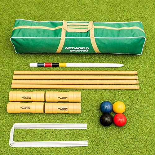 Harrier Jeu de Croquet en Bois pour Le Jardin – Maillets Traditionnels, Arceaux en Acier, Boules, Piquet & Sac de Transport (Jardin ou Henbury) (Jardin)