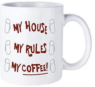 My House My Rules My Coffee Mug Messer, weiße Kaffeetasse aus Keramik für Zuhause oder Büro