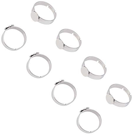 UNICRAFTALE 50 Stück 8mm Edelstahl Einstellbare Fingerringe - Ringe - Silber - Art_Deco