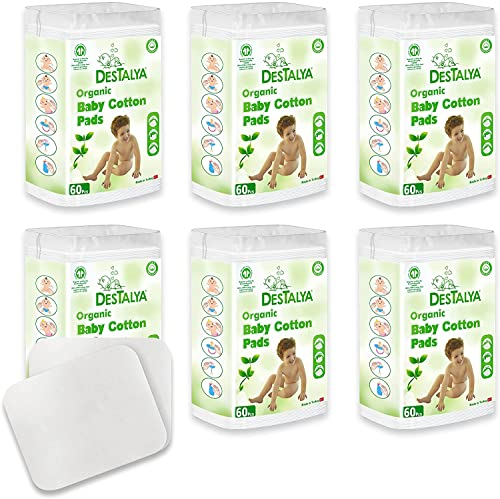 DESTALYA Baby-Baumwollpads - Bio-Einmalwaschlappen für empfindliche Haut - Wattepads zum Wechseln von Windeln, Entfernen von Make-up, zur Körperpfle (Bio Wattepads 360)