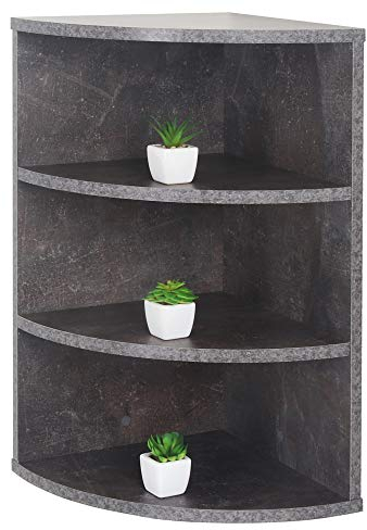 RICOO Eckregal Hängend 60 x 33 x 33 Grau Beton Optik, Spanplatte aus Holz, Hängereral WM053-BG, Regal Wand, Bücherregal Eck Wandregal Ecke Küchenregal Wandboard Eckwandregal Schweberegal