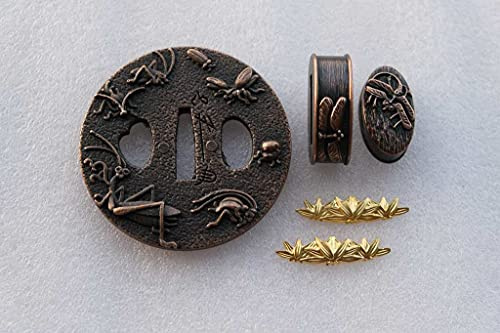 BOHIHYU Japanese Samurai Sword KOSHIRAE – TSUBA FUCHI KASHIRA MENUKI HJ93-HJ100 (HJ95, 3.14in-3.54in, 2.75in-3.14in)
