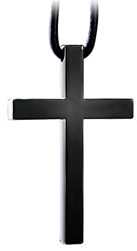 Deselen Autospiegel Anhänger, Hochwertig Metallisch Kreuz Anhänger, Auto Zubehör Innenraum Deko, Universal Auto Spiegelanhaenger, 1 Packung, Schwarz