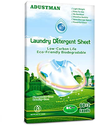 ADUSTMAN Waschmittel-Bettlaken (Streifen), flüssig, 62 Lasten, frisch, umweltfreundlich, hypoallergen, für empfindliche Haut, plastikfrei, wenig Saugen, Waschmittel für Mütter, Geschenke