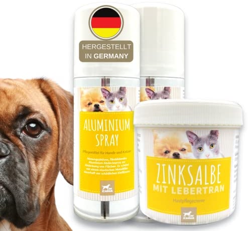 Erste Hilfe Set Hunde Wundspray Hund Silberspray Hund & Lebertran Zinksalbe 2x0,1 0,25l Wund Spray Katze - Lebertran-Zinksalbe bei wunder Haut mit Zink für Tiere I Zinksalbe Wundsalbe Katze Juckreiz