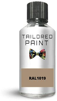 RAL1019 Grey Beige Matt Touch Up Paint with Brush Matt Paint for Wood, Metal, Plastic, PVC, UPVC, Fascia Soffit Furniture Boards - Indoor & Outdoor