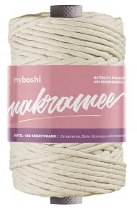 myboshi Makramee-Garn, gezwirnt, 4mm, Made in Germany, Naturgarn, Knüpf-Garn, das Kreativgarn für orientalische -Makramee-Arbeiten Beige, 1 Kordel a 50m