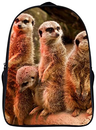 FEIGENBAOMU Rucksack für Erwachsene Kinder Erdmännchen Reise Arbeitsrucksack Stylische Rucksäcke für Kinder, Jugendliche, Jungen und Mädchen (40x28x16cm) 3D Cooler Rucksack