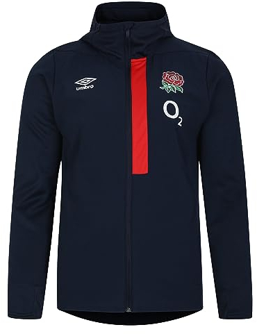 Umbro England Veste à Capuche (O2), Blazer Bleu Marine/écarlate Flamme, M Homme