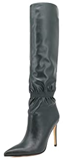 QUEEN HELENA Stivali Alti con Tacco a Spillo a Punta Casual Donna K2085 (Petrolio, Numeric_37)
