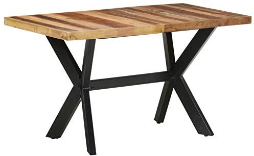 ZEYUAN Esstisch, Esszimmertisch, Baumkantentisch, Dining Tables, Esszimmermöbel, Küchentisch, 140x70x75 cm Massivholz mit Palisander-Finish