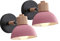 PETITES ECREVISSES Applique Murale Industrielles E27 Lampe Murale Intérieur en Métal et Bois Plafonnier Luminaire Rétro Réglable Design pour Salon Chambre Restaurant (Rose, 2pcs)