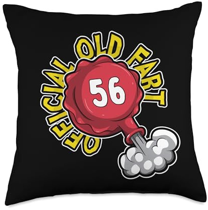 56th Birthday Official Old Fart Funny Red Whopee Cushion Throw Pillow