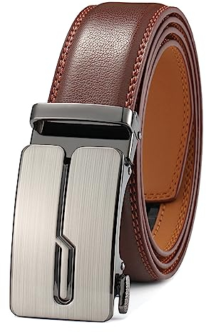 guvoosm Gürtel Herren,Leder Automatik Gürtel Für Herren Business Anzug -3,5cm Breite-10-110-Brown 6033