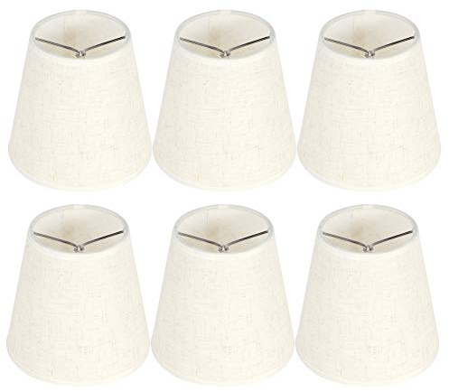 Alvinlite 6 Stück Lampenschirm Tischlampe Rund E14, Stoff Nachttisch Lampenschirme Kleine, Kronleuchterschirme Wandleuchterschirm, Weiß, 13cm hoch - 9-14cm breit