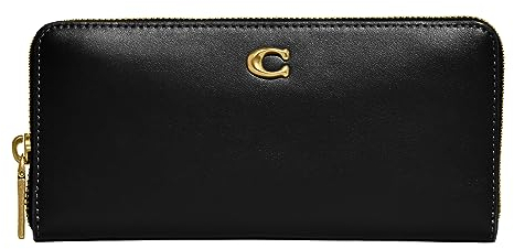 COACH Smooth Leather Slim Accordion Zip Black One Size