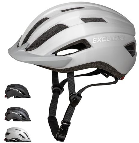 Casque Velo Homme Femme, Exclusky Casque de Vélo Adulte avec Lumière LED Casque Velo Route Casque VTT Homme Casque de Cyclisme Réglable 56-61CM