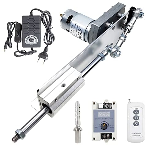 Jvnvlki DIY Hubkolbenmotor linearantrieb Motor DC 24V 120rpm Hub 20mm-80mm Maximaler Schub 18kg Mit Fernbedienung,Drehzahlregler,Endanschluss(24V80mm120rpm)