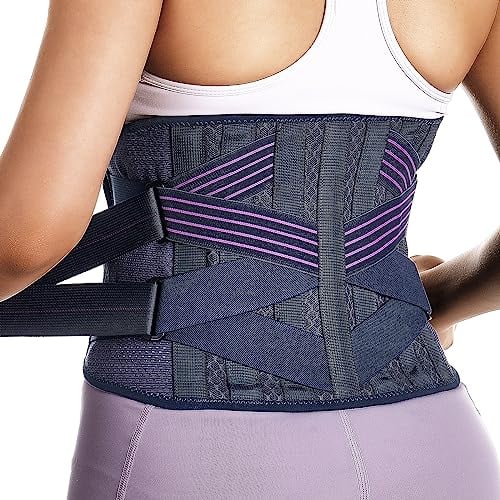 Fitomo Rückenbandage Damen Mit 7 Metallstützen, Orthopädische Rückenstützgürtel Für Schmerzen Bei Ischias, Bandscheibenvorfall, Wirbelsäulenstenose, Elastisches Rückengurt, Verstellbar