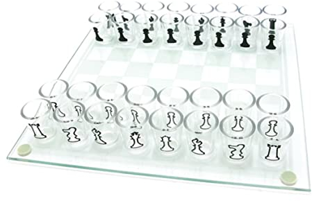 Ensemble d'échecs en verre set à boire un jeu de jeux, à boire des échecs d'échecs et de gibier de tasse de vin avec des échecs en verre pour adultes