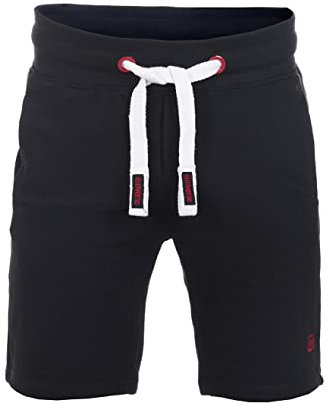 riverso Herren Sweat Short RIVMoritz Kurze Sweatshorts Bermuda Sommer Sport Shorts Baumwolle Schwarz XL, Größe:XL, Farbe:Black-Formula Red (64011)