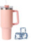 Travel Tumbler with Straw Lid and Handle,Travel Mug 40oz/30oz Stainless Steel Coffee Travel Insulated Cup Mug Leak Proof Vacuum Insulated Water Bottle for Cold & Hot Drinks (A-Pink 40 oz Upgrade)