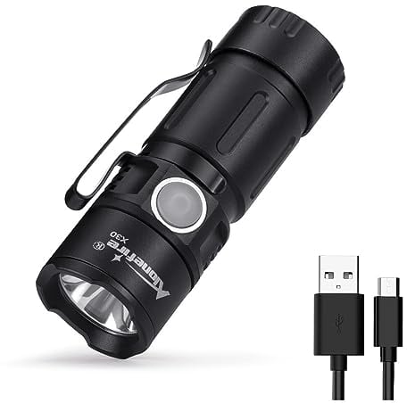 Alonefire X30 Small LED Torch - USB Rechargeable Mini Torch 5 Modes Pocket Pen Light Waterproof with Clip, Battery for Outdoor, EDC, Hiking