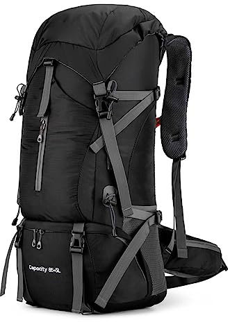 Trekkingrucksack Wanderrucksack 70L Herren Damen - Tourenrucksack mit großer Frontöffnung,Karabinerfixierung,Wasser-resistent Wanderrucksäcke Radfahren Klettern Camping Ripstop und undurchlässig