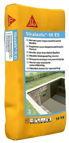SIKA - Mortero reforzado - Sikalastic 1K blanco - Impermeabilización y protección del hormigón - Baños, duchas y piscinas - Puentea fisuras - 18 kg