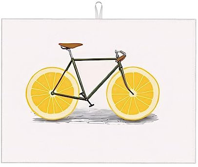 Abtropfmatte Orange Fahrrad bedruckt Mikrofaser Geschirr Abtropfmatte Küche Geschirr Matte Große Geschirr Trocknen Pad für Theken Abtropfgitter 45,7 x 61 cm