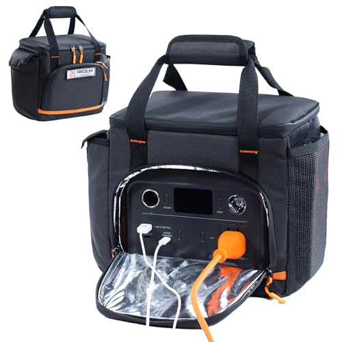 FRECOLSH Reise-Tragetasche, kompatibel mit Jackery Explorer 300/240/160, tragbarer Kraftwerks-Aufbewahrungskoffer mit wasserdichtem Boden und Vordertaschen für Jackery Zubehör, Solargenerator