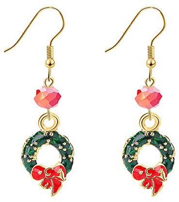 Baumelnde Ohrringe, aufklappbarer Creolen, Tropfen, Damenohrring, Weihnachten, Silber, Stift, Ohr, Nagel, Haarkugel, asymmetrisch, Weihnachtsohrring, Schmuck, Geschenk (Color : A, Size : One Size)