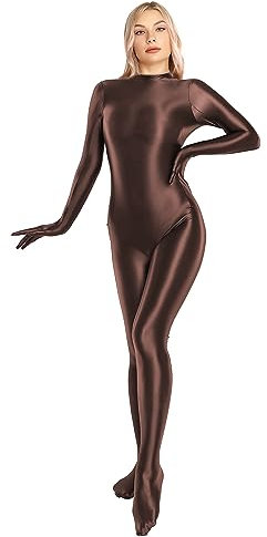 SOFSOT Bodysuit Completo Lucido da Donna Costume da Bagno a Pezzo Unico Con Cerniera Posteriore Lucido