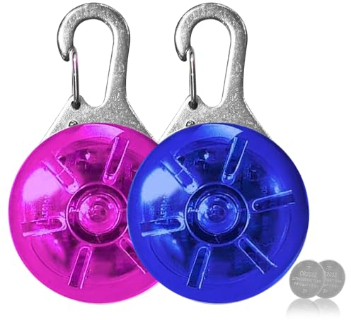 AVIDA ZEN Blinklicht Schulranzen Kinder, Leuchtanhänger Hund, Clip on mit 3 Leuchtmodi, Reflektoren Katzen, Jogger, Camper, Reflektor Licht, Hundelicht (2er Set (Rose+Blau))