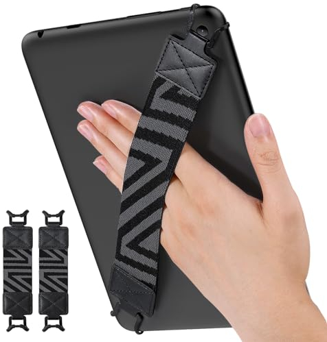 Moko Handschlaufe für 9 - 11 iPad/iPad Pro/iPad Air/Kindle Fire HD/Samsung/Lenovo Tablet, Elastisches Halteband Leicht und Tragbar Tablet Fingerhalterung Griff Halter, 2 Stück, Schwarz
