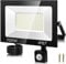 100W Projecteur Led Extérieur Detecteur de Mouvement, 10000LM 7000K Super Lumineux Spot Led Exterieur, 144 LED Blanc Froid Eclairage Exterieur Avec Detecteur IP67 Etanche pour Garage, Jardin, Patio