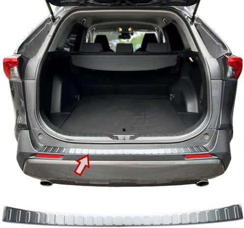 RECAMBO Ladekantenschutz Edelstahl matt gebürstet mit Textur - kompatibel für Toyota Rav4 - BJ ab 2018 - Styling und Schutz für die Stoßstange
