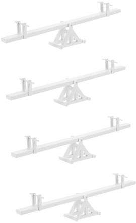 HEMOTON Doll House Furniture 4pcs mini wooden Seesaw furniture wood household bookcase wooden miniature craft pendant seesaw decorate white pendant home mini decor small doll house Seesaw