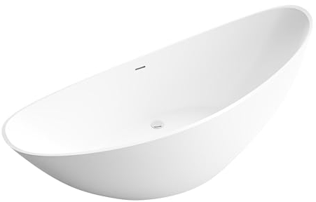 BERNSTEIN - Baignoire îlot ovale Noir/Blanc mat Acrylique + Bonde et trop plein, 285L - 184x79x77cm (lxLxH) - VICE 2.0