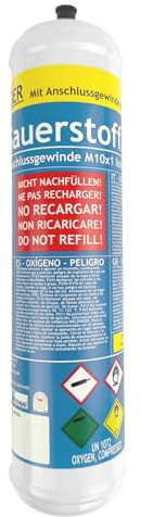 WELDINGER 1L Einweg Sauerstoffflasche passend für Rothenberger (Roxy Kit Plus)