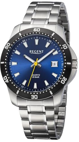 REGENT Herren Armbanduhr Analog Metallarmband Silber URBA753 Analoguhr